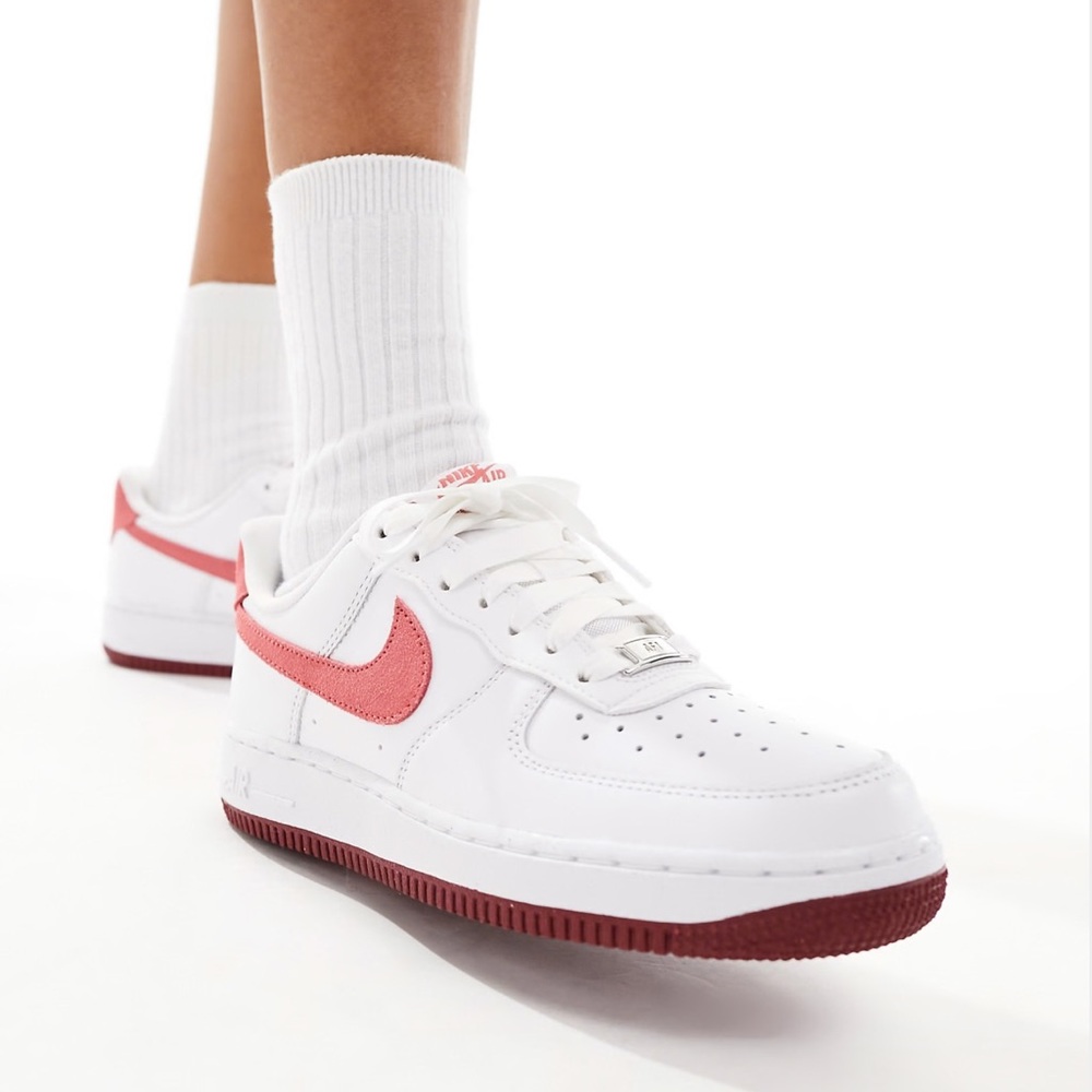 Nike Air Force 1 ‘07 Sneakers in White and Red 7.5
